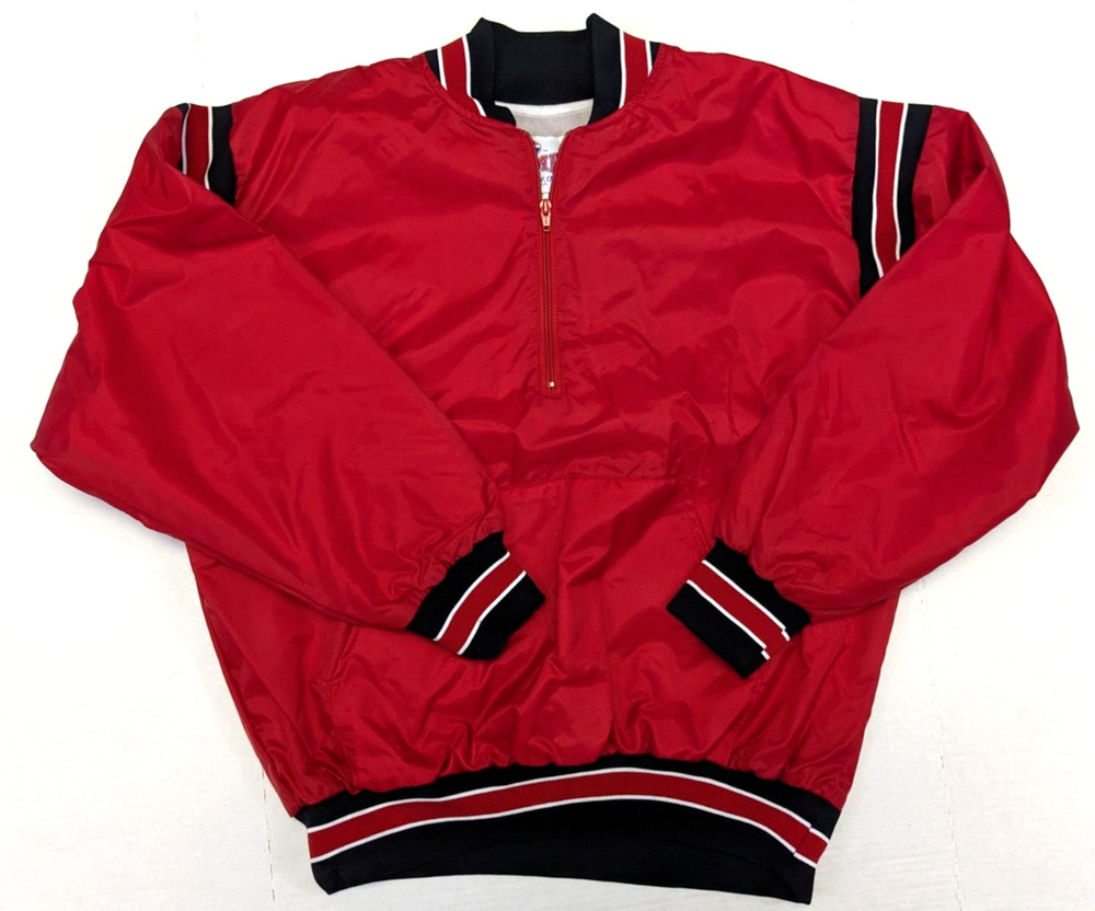 Vintage Y2K 1/4 Zip Windbreaker Men's Large Red kangaroo pocket cardinals Colors